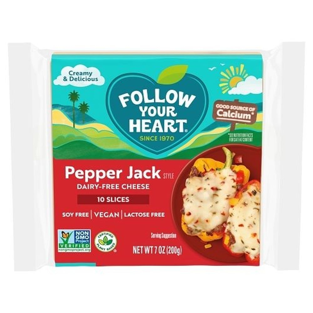 Follow Your Heart Dairy Free Pepper Jack Style Cheese Slices, 7 Ounce -- 11 per case