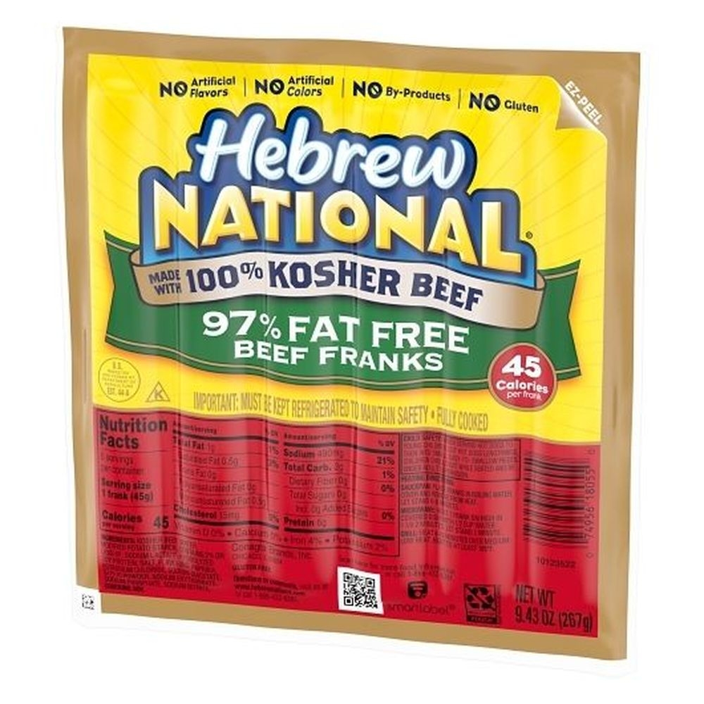 Hebrew National Ninety Seven Percent Fat Free Beef Frank, 9. 43 Ounce -- 12 per case.