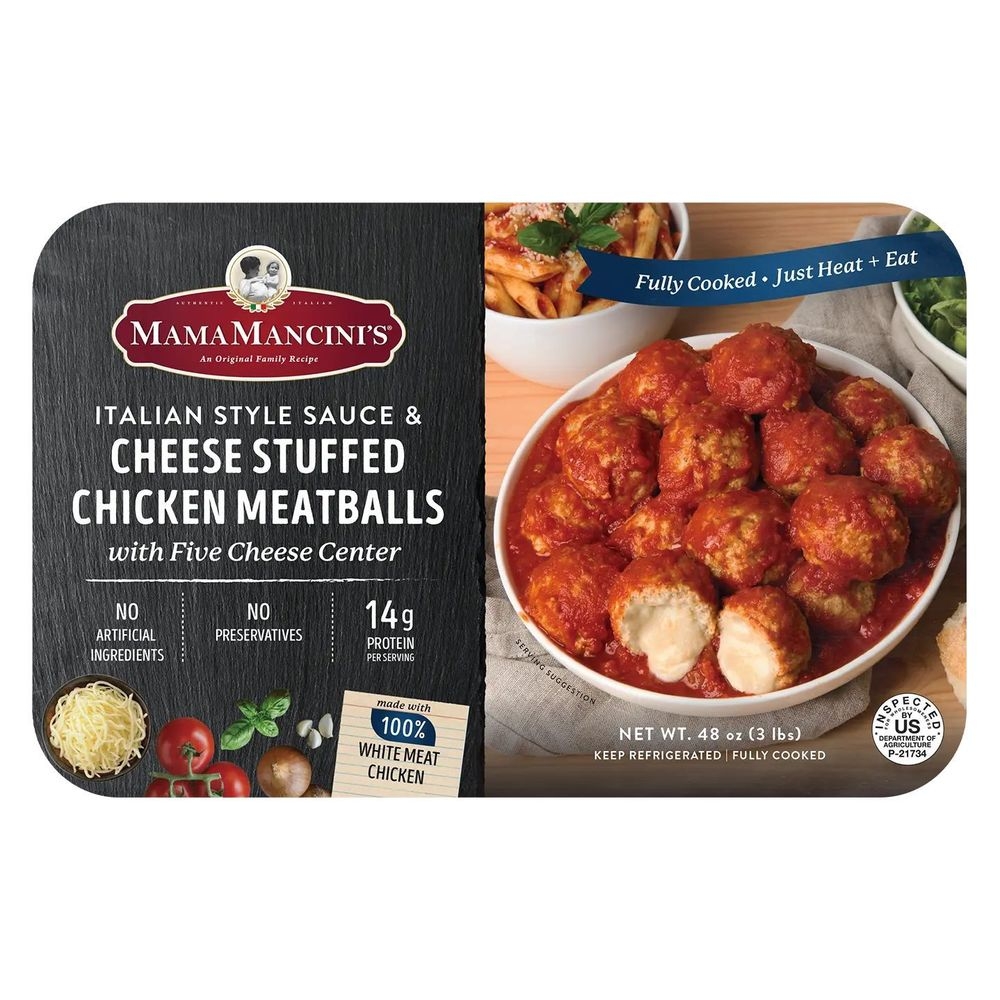 Cheese Stuffed Chicken Meatballs in Italian Style Sauce
