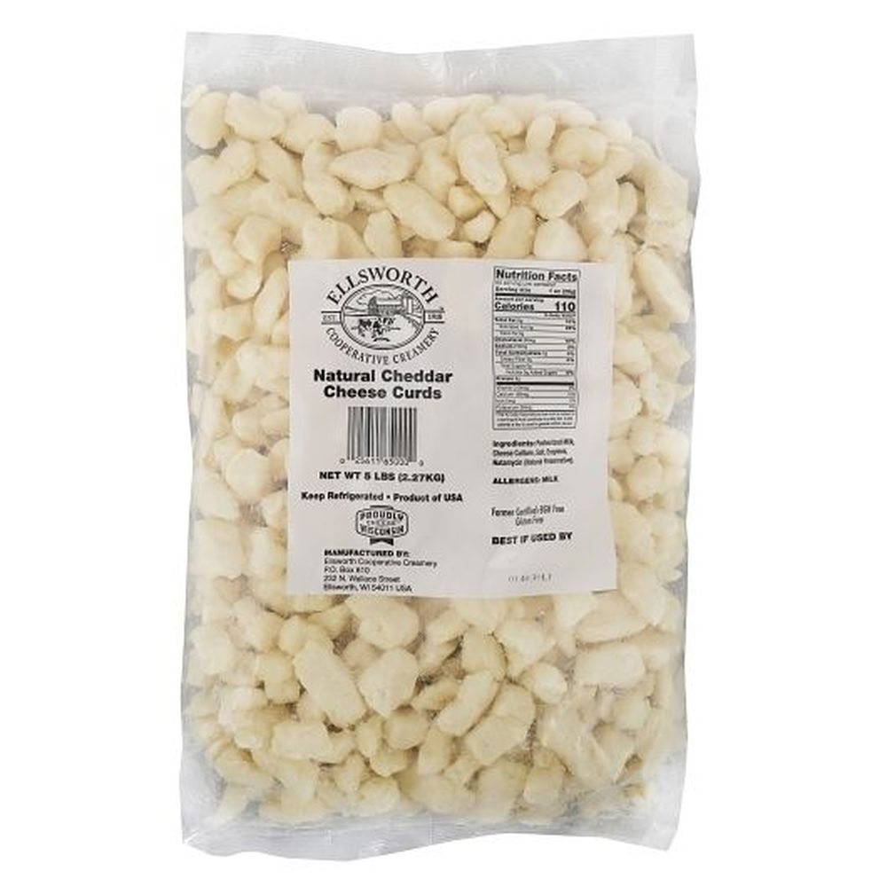 Ellsworth Natural White Cheddar Cheese Curds, 5 Pound -- 6 per case