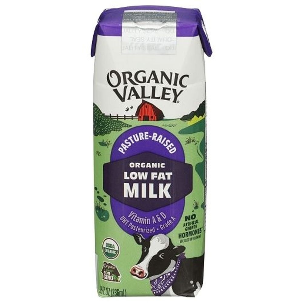 Organic Valley Aseptic Lowfat Milk, 8 Fluid Ounce -- 24 per case.