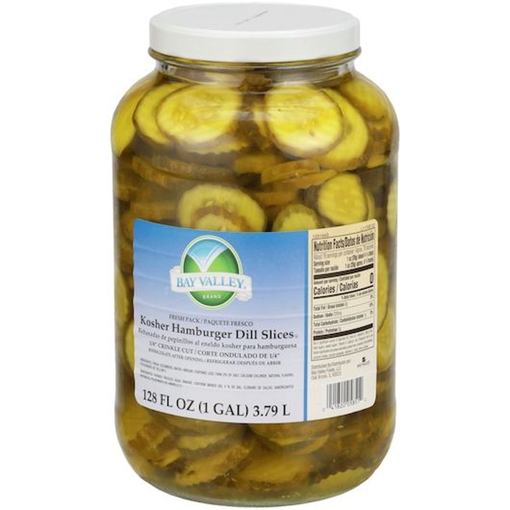 Bay Valley Foods Kosher 1/4 Crinkle Cut Sliced Dill Pickle, 1 Gallon -- 4 per case.