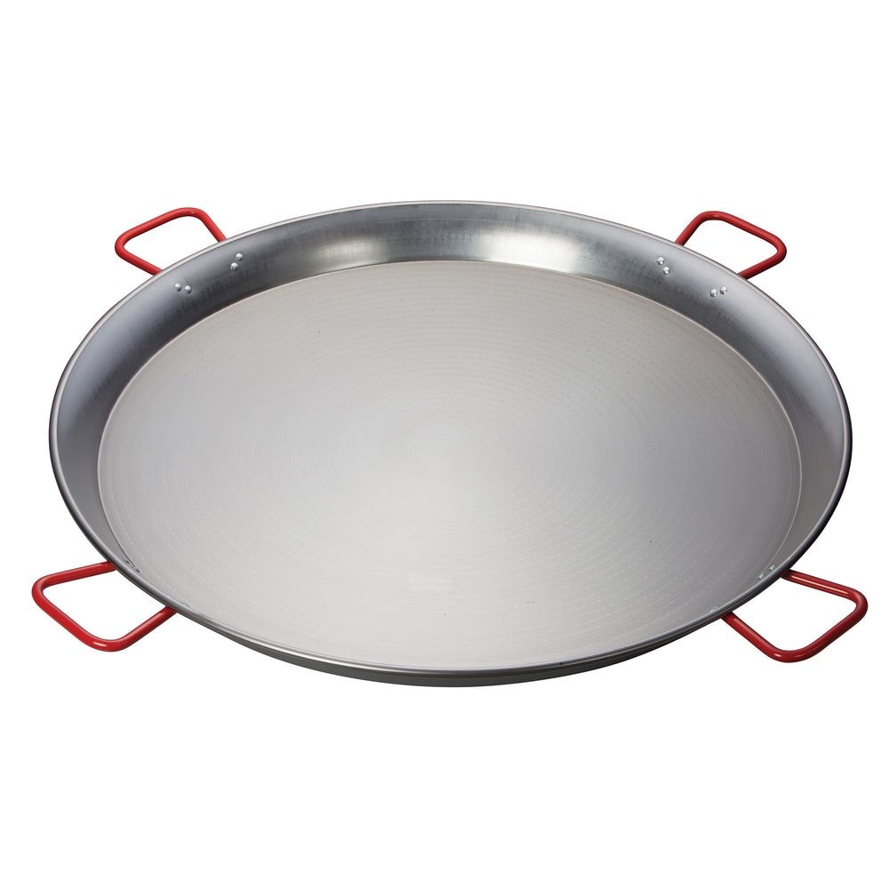 Winco Polished Carbon Steel Paella Pan With Four Handles, 35 1/2 Inch