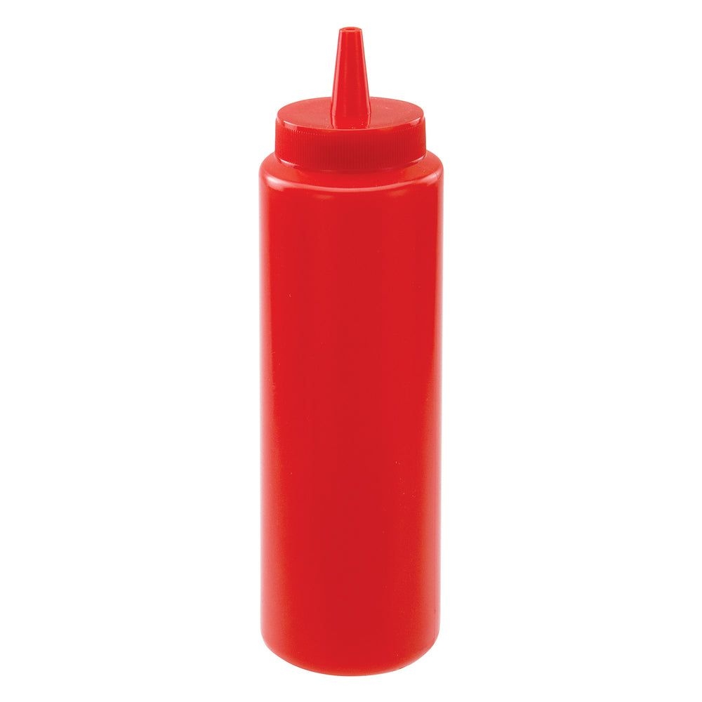 Winco Red Plastic Regular Squeeze Bottle, 8 Ounce Capacity -- 72 Per Case