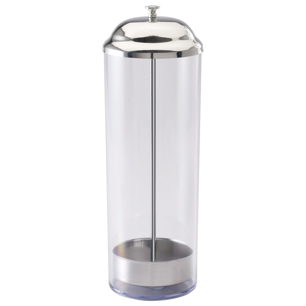 Winco Plastic Vertical Straw Dispenser With Stainless Steel Top -- 12 Per Case