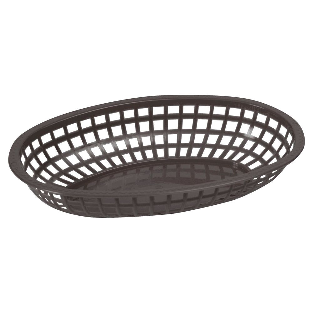 Winco Black Oval Fast Food Basket, 10 1/4 x 6 3/4 x 2 inch -- 3 per case.