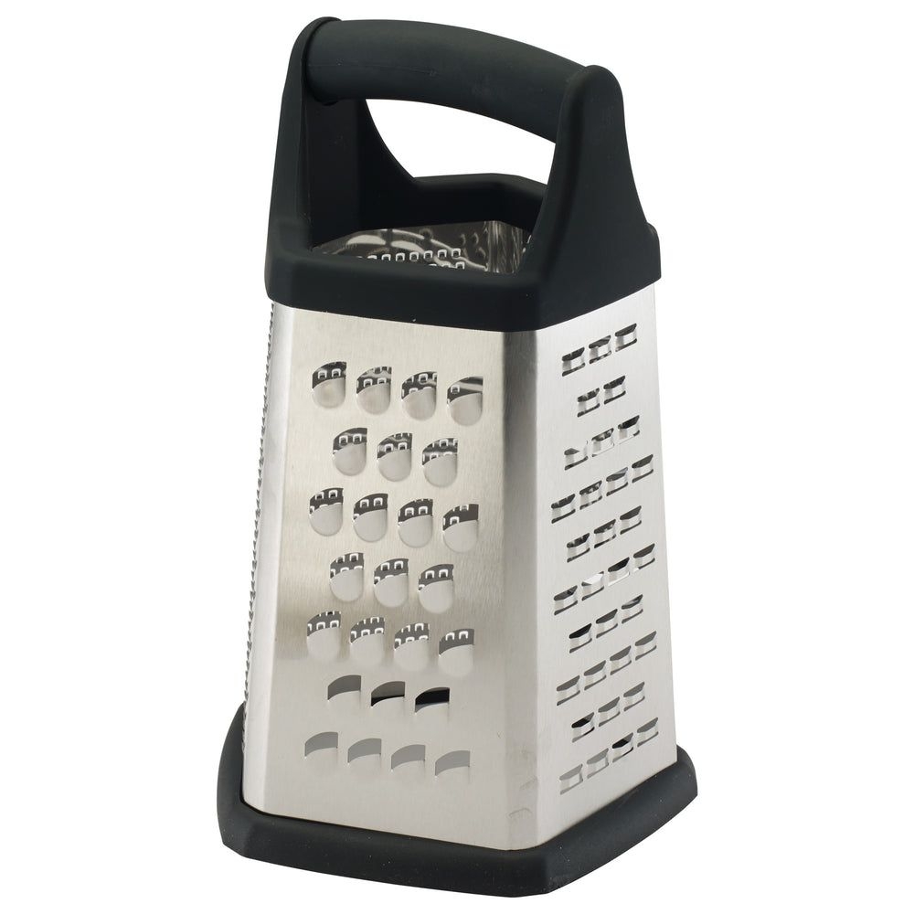 Winco Stainless Steel 5 Sided Ergonomic Box Grater With Black Soft Grip Handle -- 12 Per Case