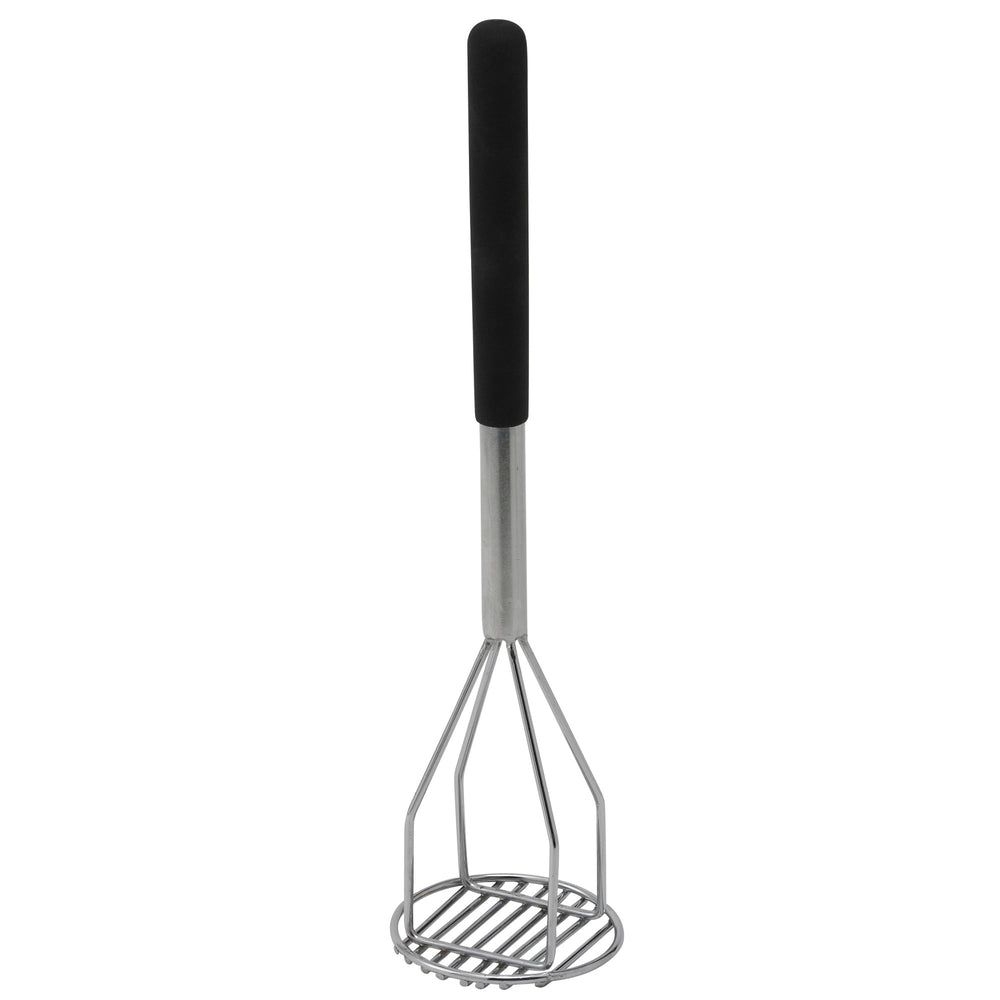 Winco Stainless Steel Round Potato Masher with Plastic Handle, 4 x 18 inch -- 6 per case.