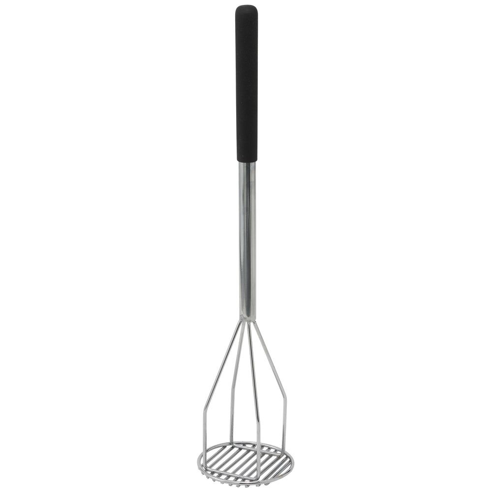 Winco Stainless Steel Round Potato Masher with Plastic Handle, 5x 24 1/2 inch -- 6 per case.