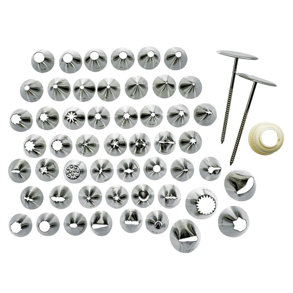 Winco Stainless Steel Cake 52 Tips Decorating Set -- 6 set per case.