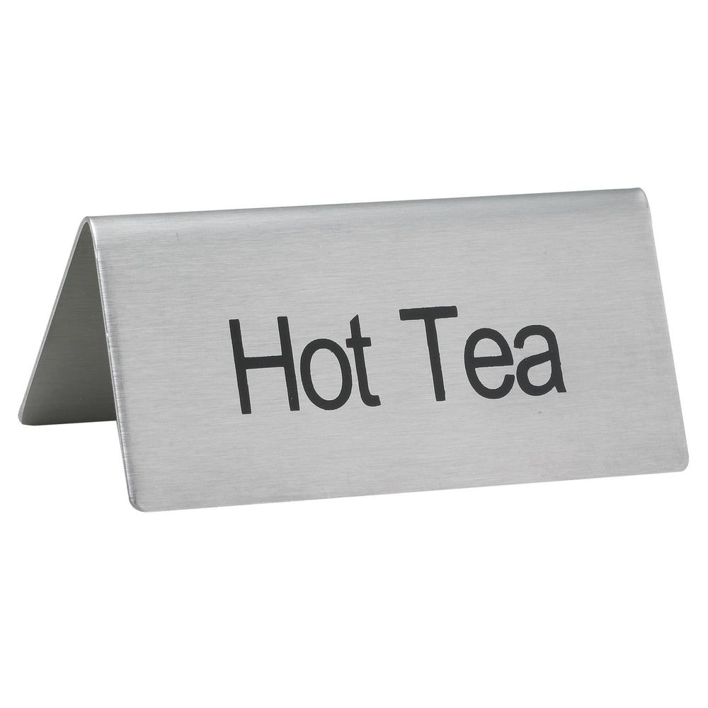Winco Stainless Steel Hot Tea Tent Sign, 3 x 1 1/4 x 1 1/2 inch -- 12 per case.