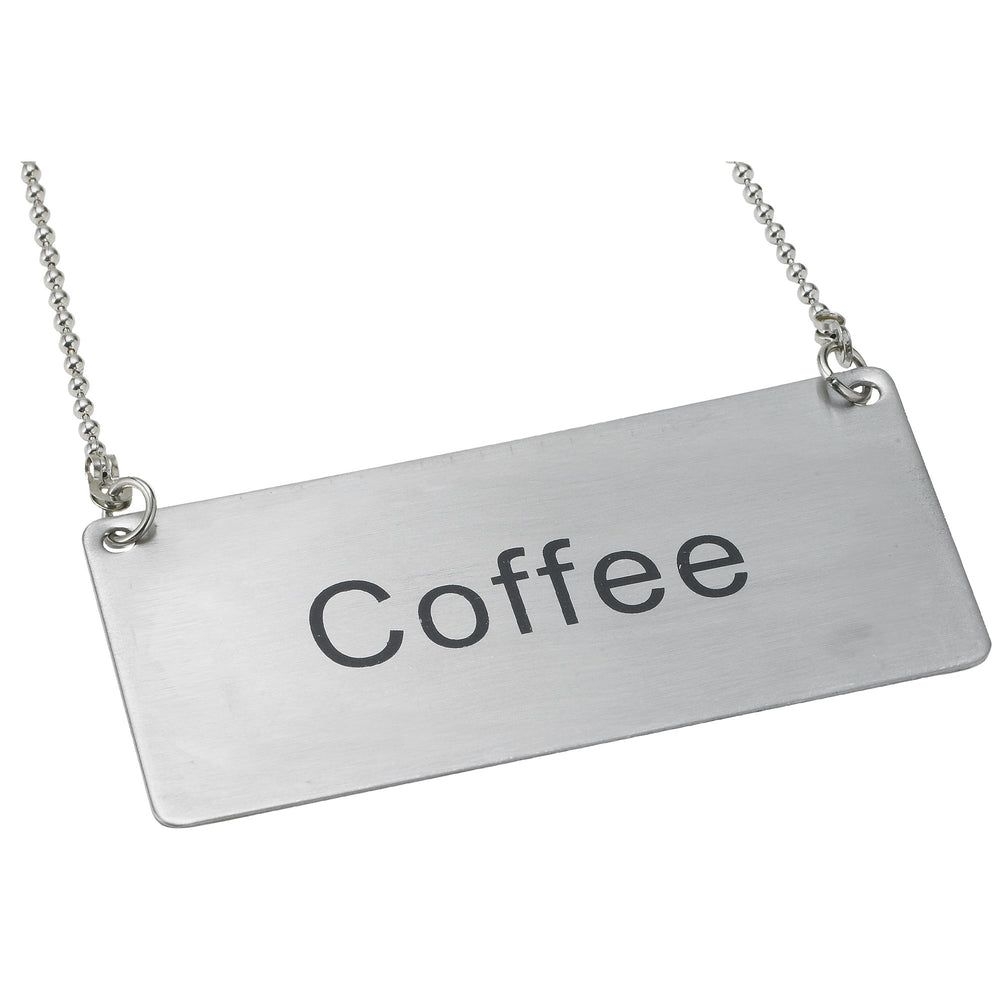 Winco Stainless Steel Coffee Chain Sign, 3 1/2 x 1 3/4 inch -- 12 per case.