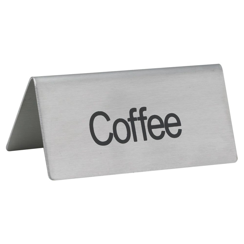 Winco Stainless Steel Coffee Tent Sign, 3 x 1 1/4 x 1 1/2 inch -- 12 per case.
