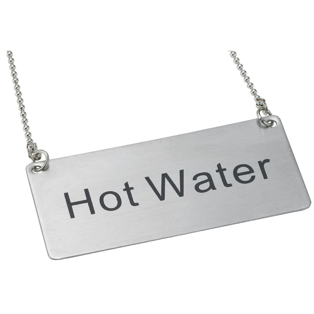 Winco Stainless Steel Hot Water Chain Sign, 3 1/2 x 1 3/4 inch -- 12 per case.