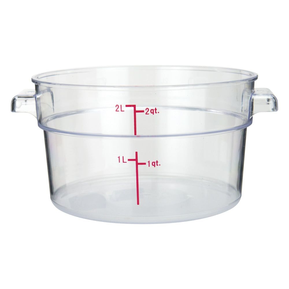 Winco Clear Polycarbonate Round Food Storage Container, 2 Quart Capacity -- 12 Per Case