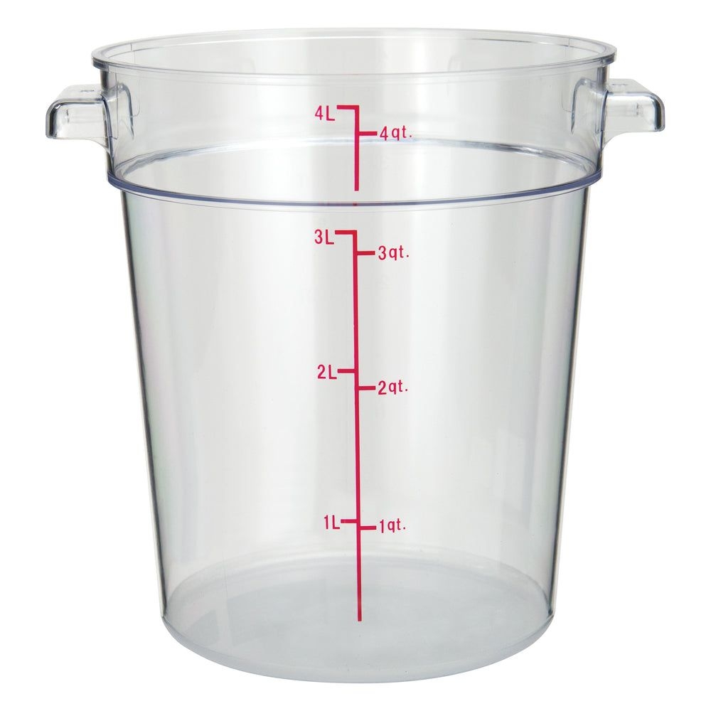 Winco Clear Polycarbonate Round Food Storage Container, 4 Quart Capacity -- 12 Per Case