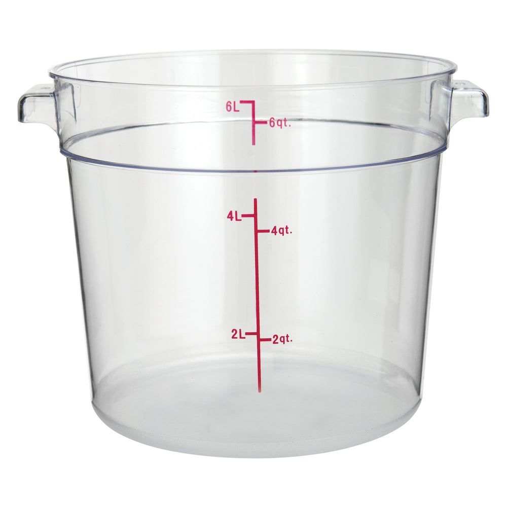 Winco Clear Polycarbonate Round Food Storage Container, 6 Quart Capacity -- 12 Per Case