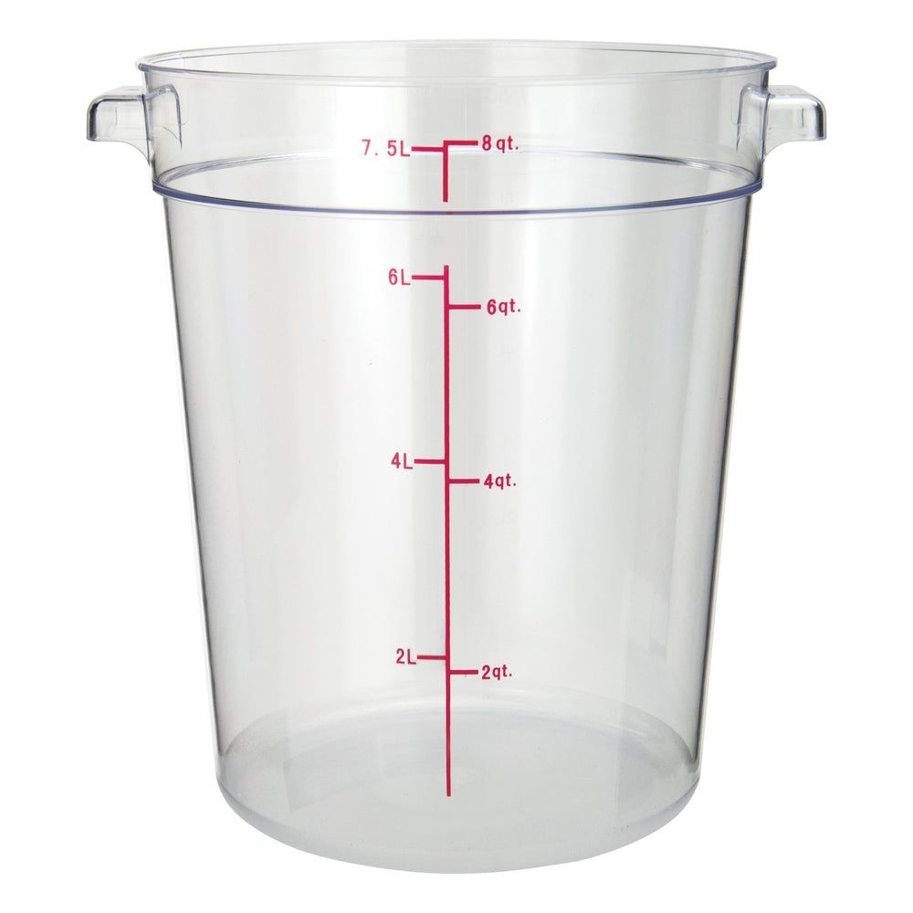 Winco Clear Polycarbonate Round Food Storage Container, 8 Quart Capacity -- 12 Per Case