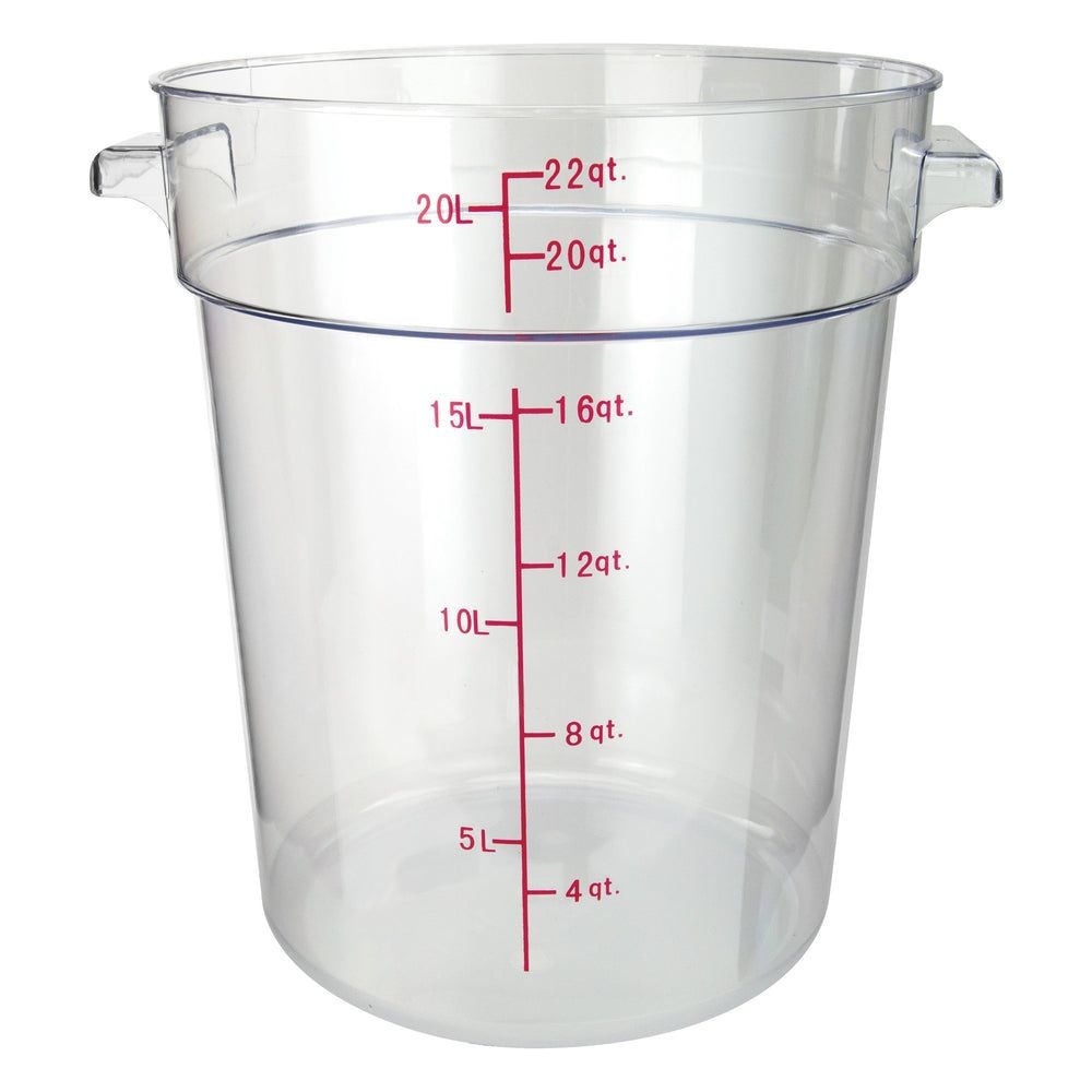 Winco Clear Polycarbonate Round Food Storage Container, 22 Quart Capacity -- 6 Per Case