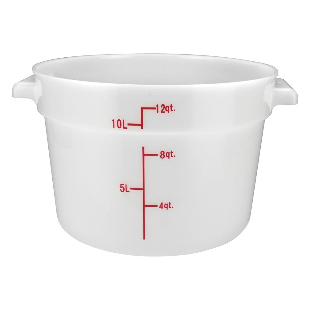 Winco White Polypropylene Round Food Storage Container, 12 Quart Capacity -- 12 Per Case