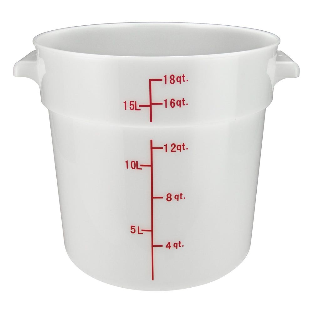 Winco White Polypropylene Round Food Storage Container, 18 Quart Capacity -- 6 Per Case