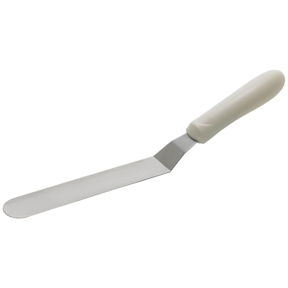 Winco Stainless Steel Satin Finish Offset Spatula With White Polypropylene Handle, 6 1/2 X 1 5/16 Inch Blade -- 12 Per Case