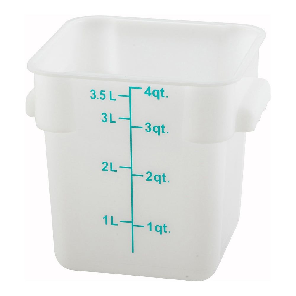 Winco Translucent Polypropylene Square Food Storage Container, 4 Quart Capacity -- 12 Per Case