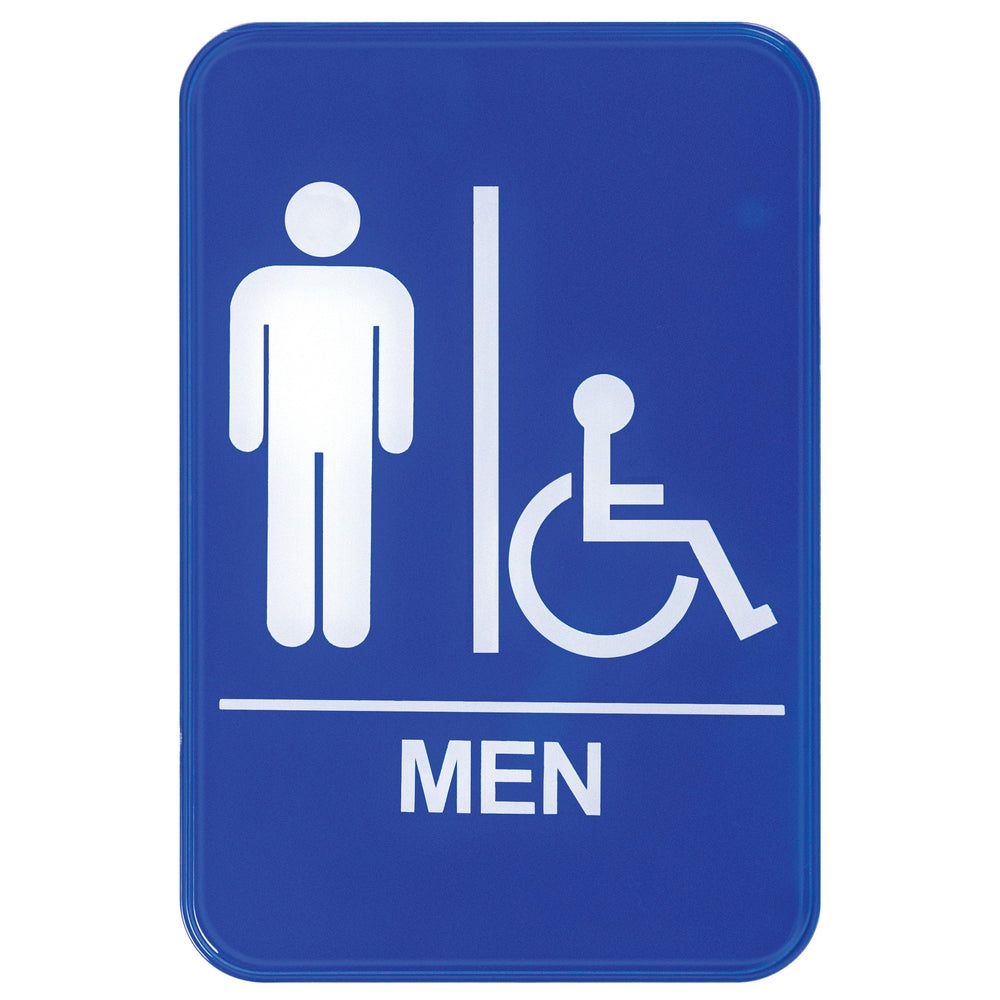 Winco Blue Plastic Men Information Sign, 6 X 9 Inch -- 12 Per Case