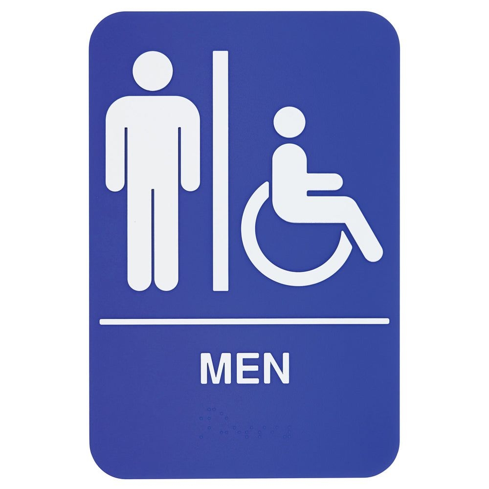 Winco Blue Plastic Men/accessible Information Sign With Braille, 6 X 9 Inch -- 12 Per Case