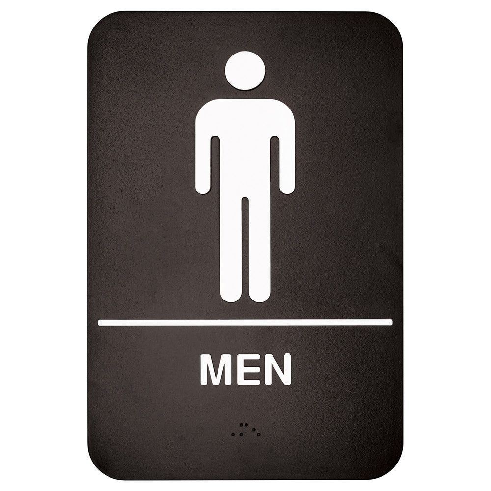 Winco Black Plastic Men Information Sign With Braille, 6 X 9 Inch -- 12 Per Case