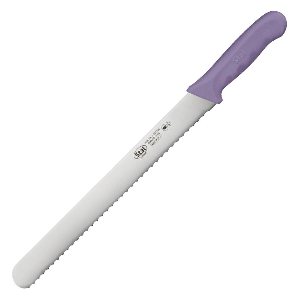 Winco Stal Wavy Edge Bread Knife with Purple Polypropylene Handle, 12 inch -- 6 per case.