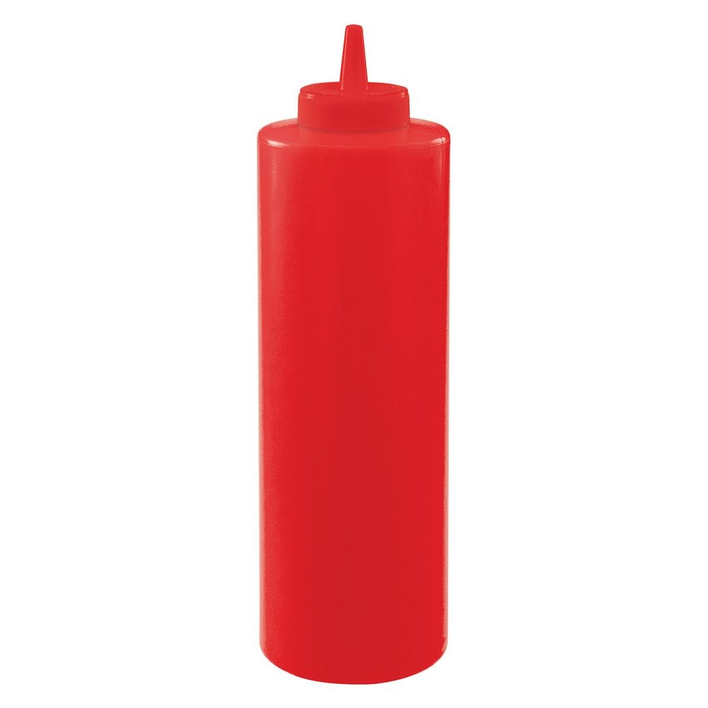 Winco Red Plastic Regular Squeeze Bottle, 24 Ounce Capacity -- 36 Per Case