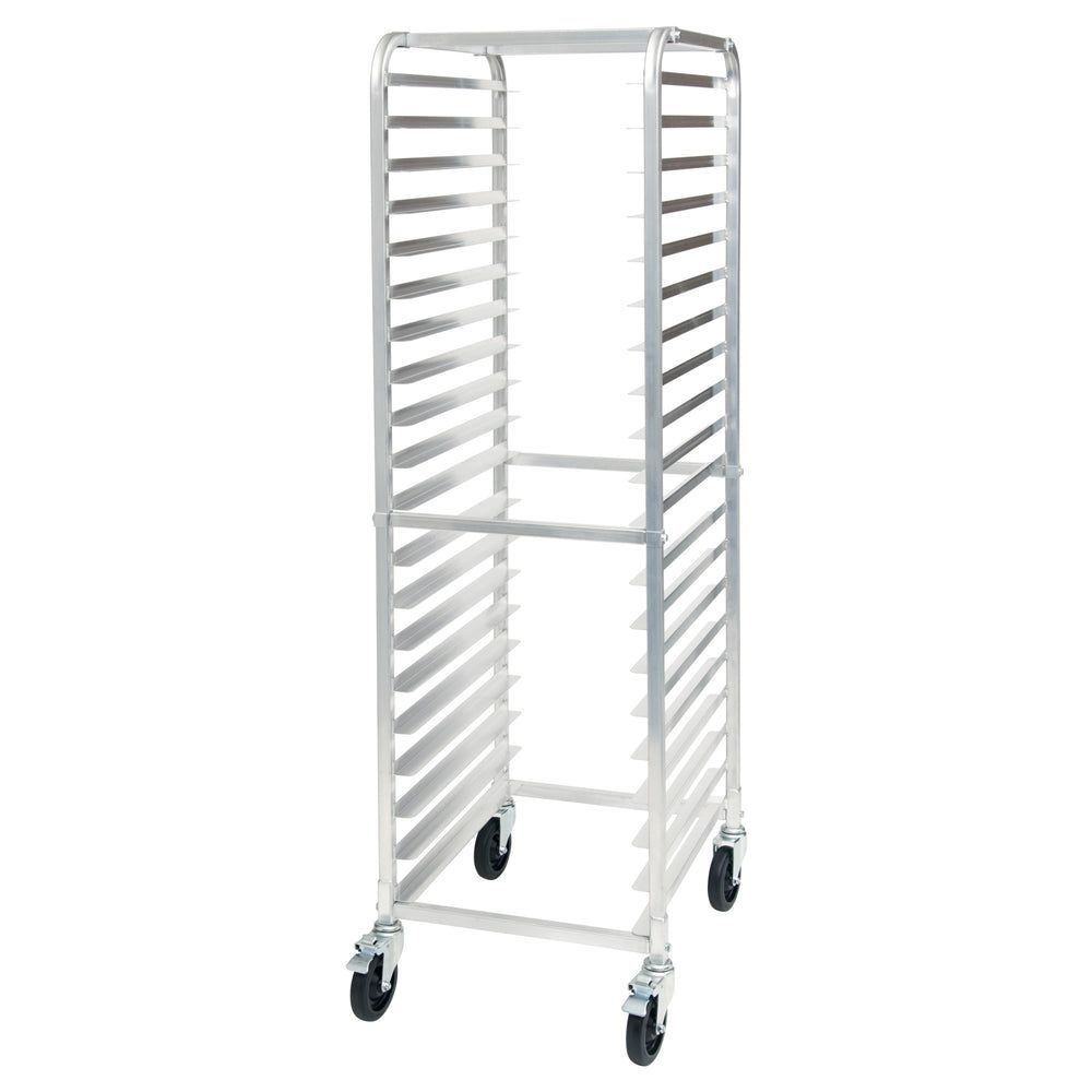 Winco Aluminum 20 Tier Sheet Pan Rack with Brake, 3 inch Spacing.