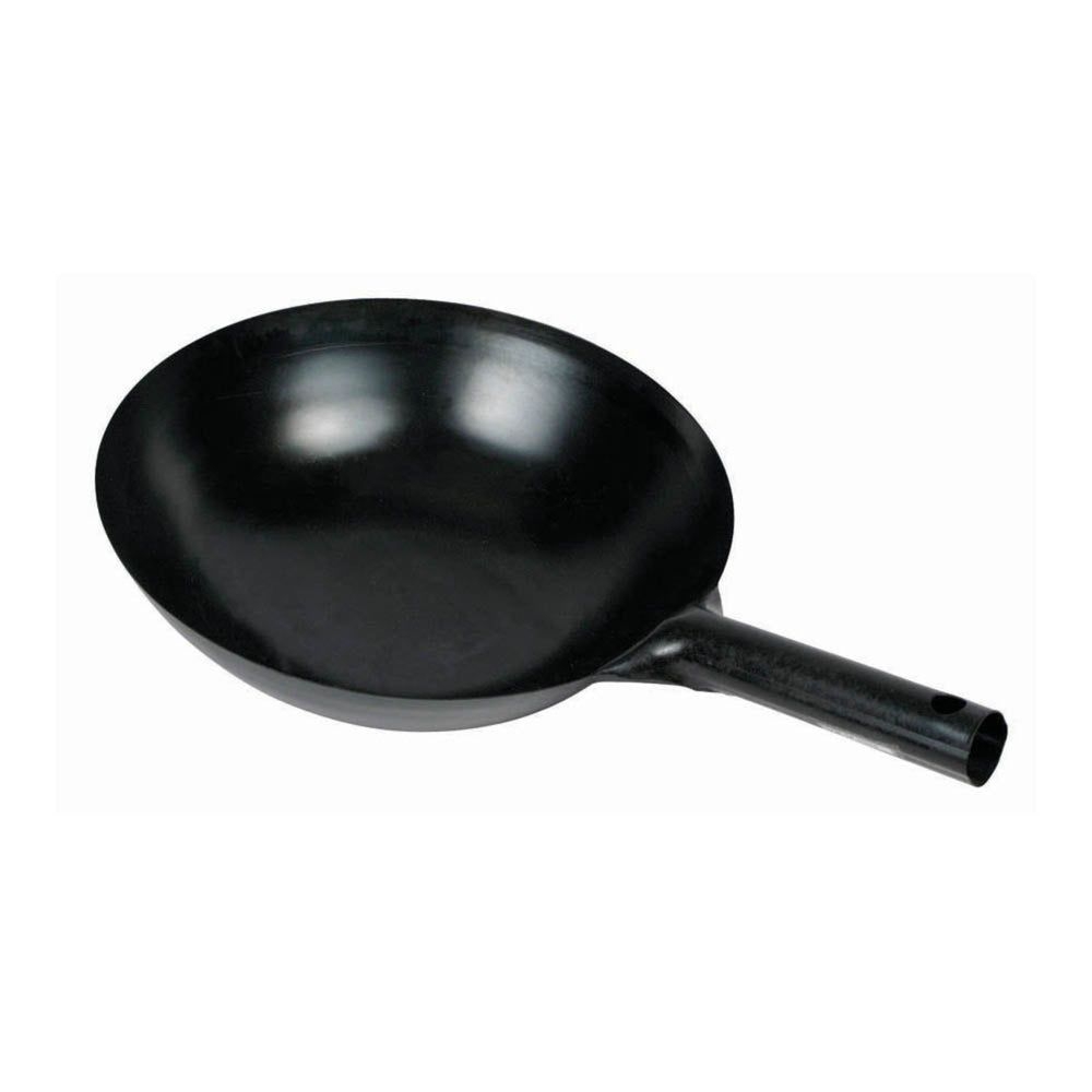Winco Black Carbon Steel Japanese Style Wok With 6inch Integrated Handle, 16 Inch -- 12 Per Case
