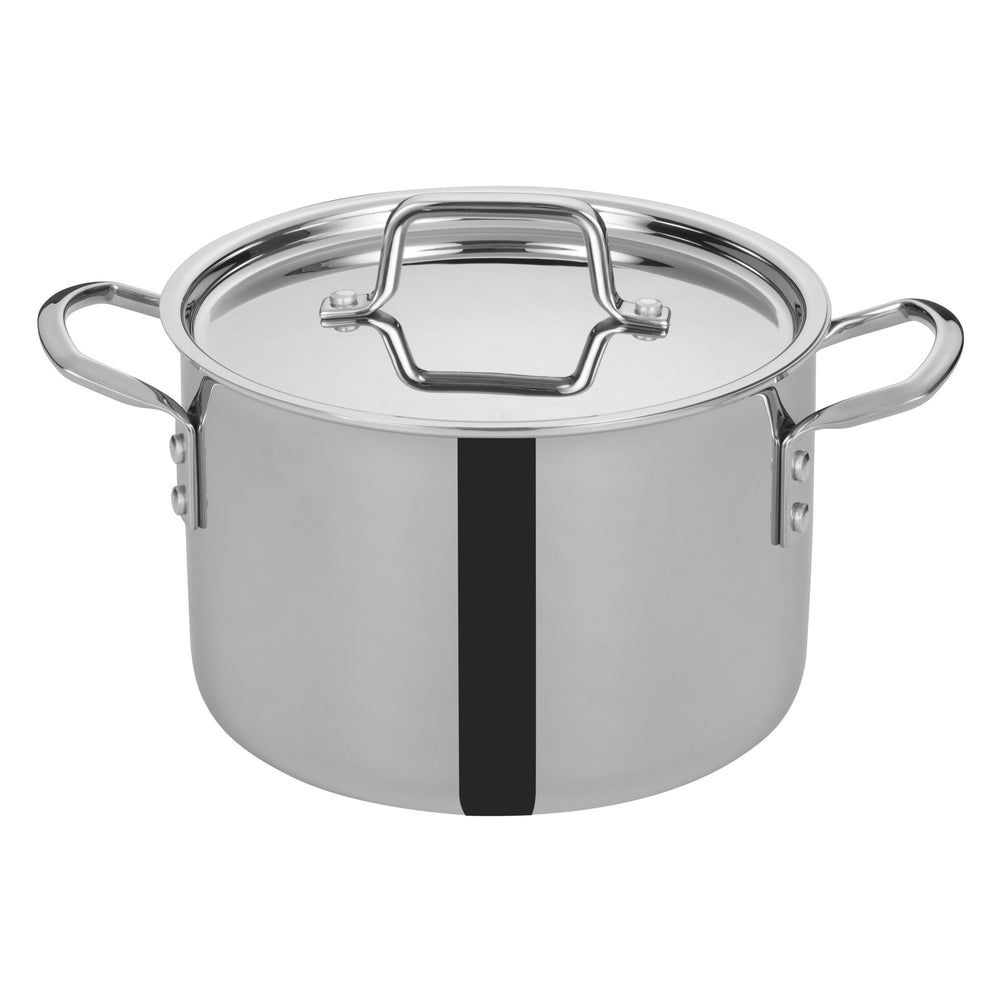 Winco Tri Gen Triply Stainless Steel Stock Pot With Cover, 6 Quart -- 6 Per Case