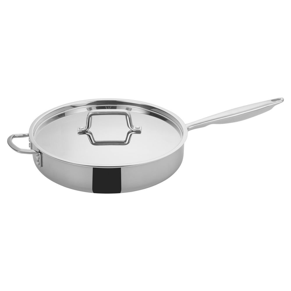 Winco Tri Gen Triply Stainless Steel Helper Handle Saute Pan with Cover, 6 Quart -- 4 per case.