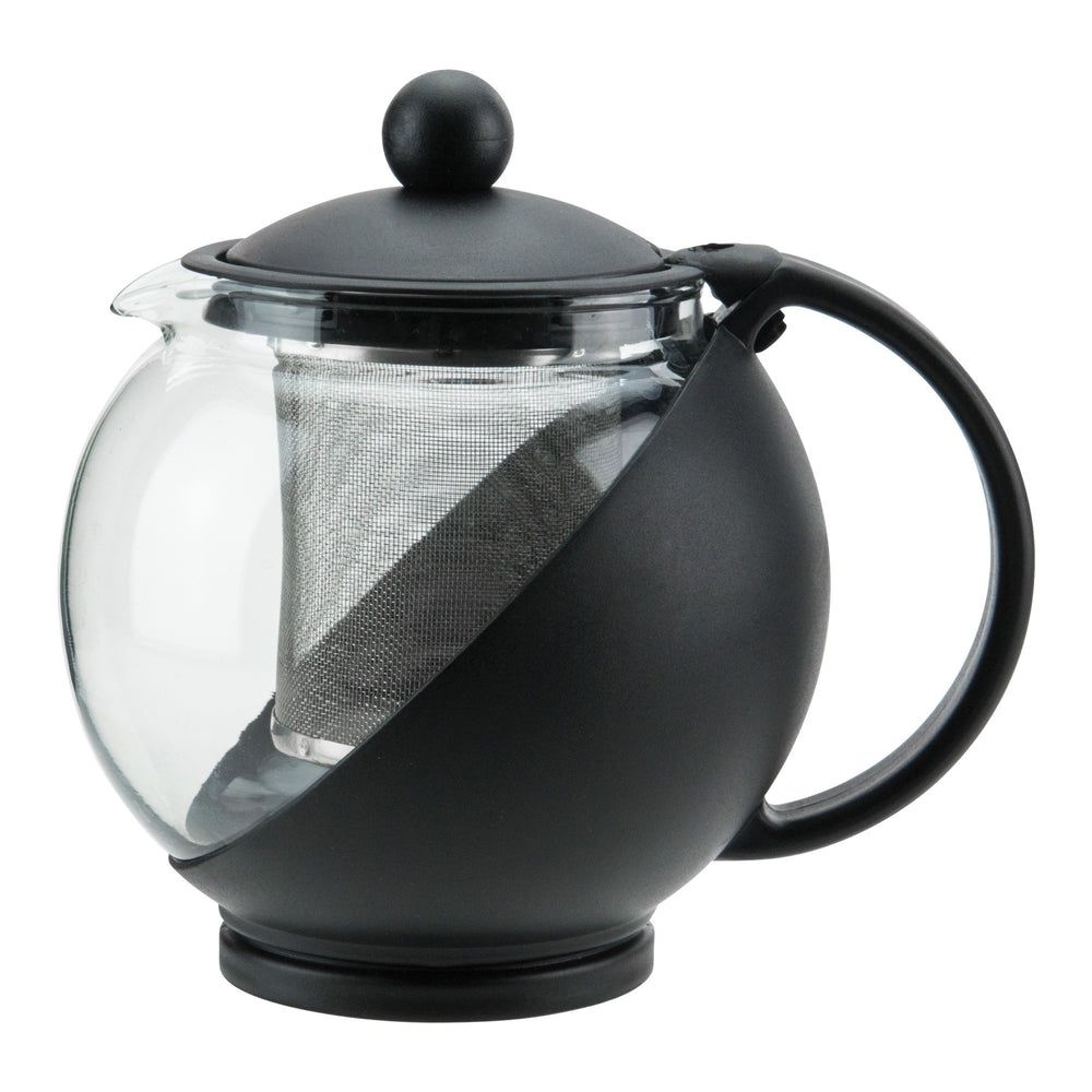 Winco Black Glass Teapot With Infuser Basket, 25 Ounce Capacity -- 48 Per Case