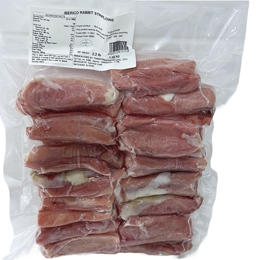 Vacuum Packed Boneless Raw Rabbit Striploin