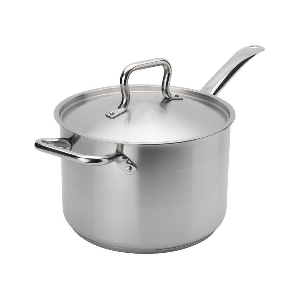 Browne Elements Stainless Steel Sauce Pan With Cover, 4.5 Quart Capacity