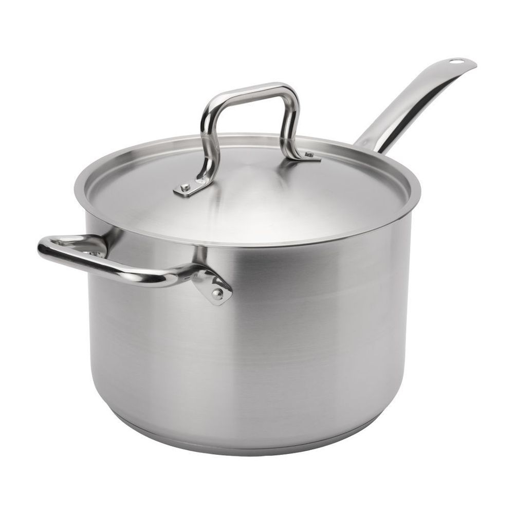 Browne Elements Stainless Steel Sauce Pan With Cover, 7.6 Quart Capacity