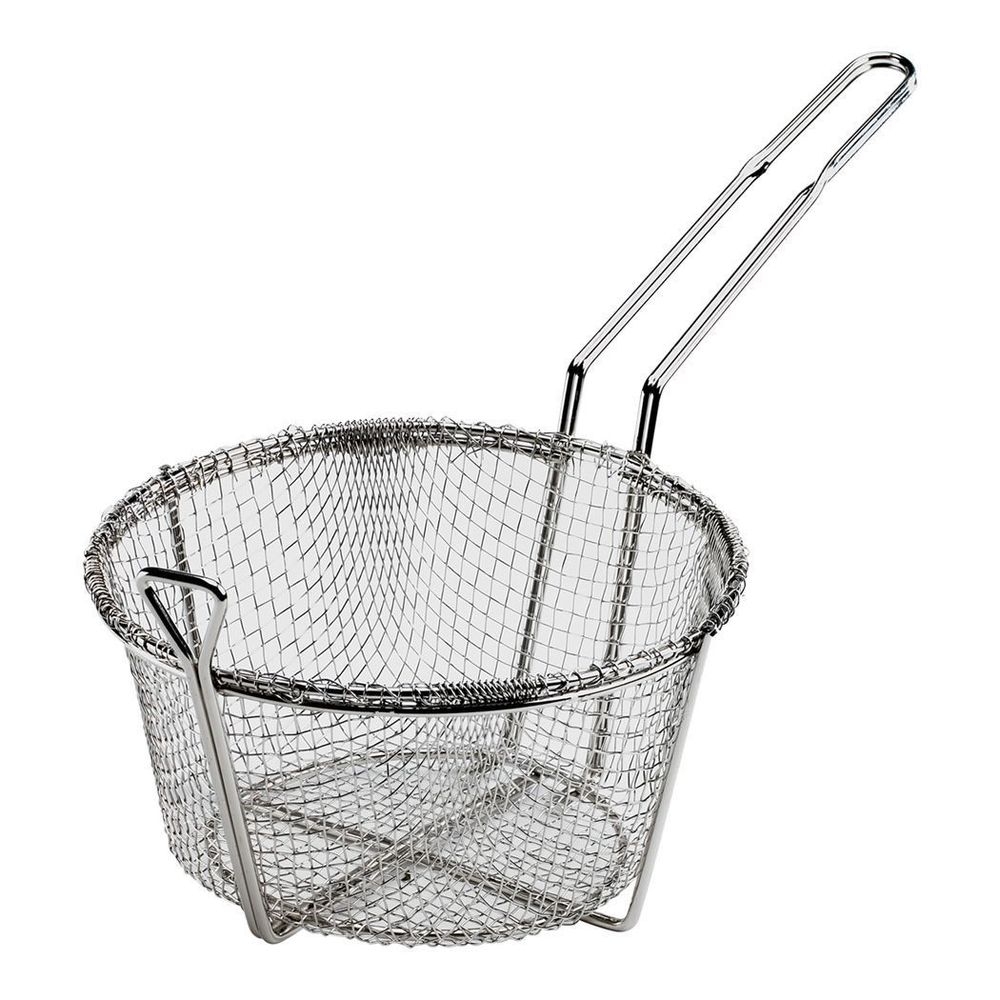 Heavy Nickel-Plated Round Medium Mesh Wire Fry Basket