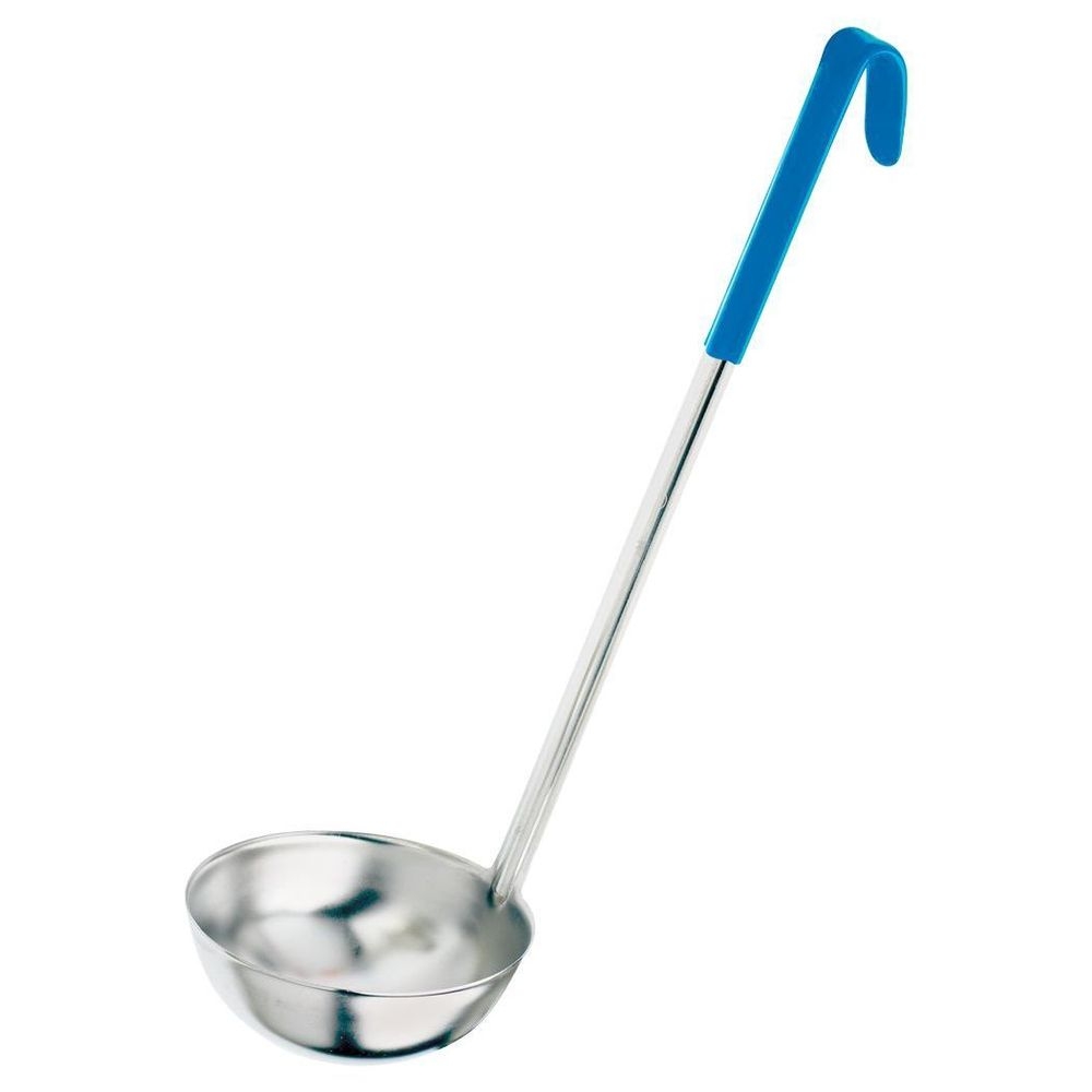 Stainless Steel One Piece Ladle with Blue Handle