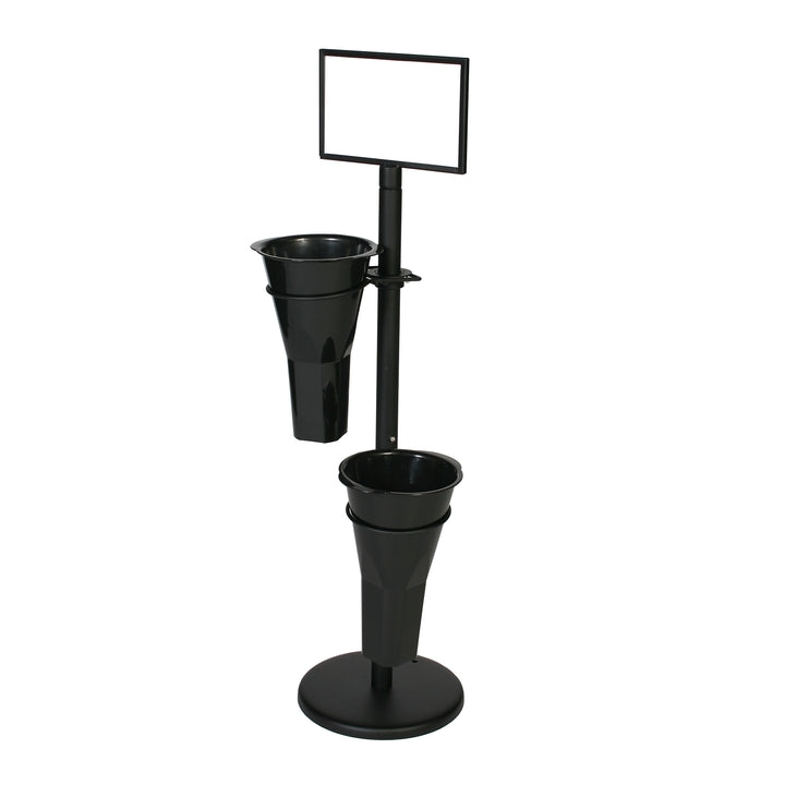 Black Floral Stand with 2 Plastic Vase and Sign Frame