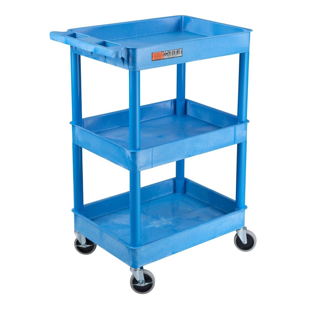 Luxor Blue Tub Cart with Three Shelves, 24 x 18 x 39.25 inch Height
