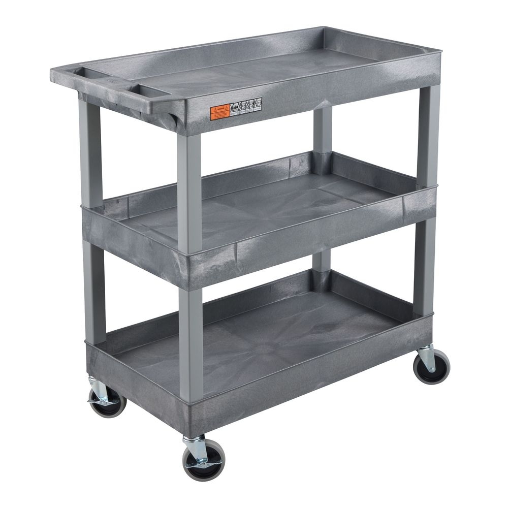 Luxor Gray Three 32 x 18 inch Tub Shelves Cart