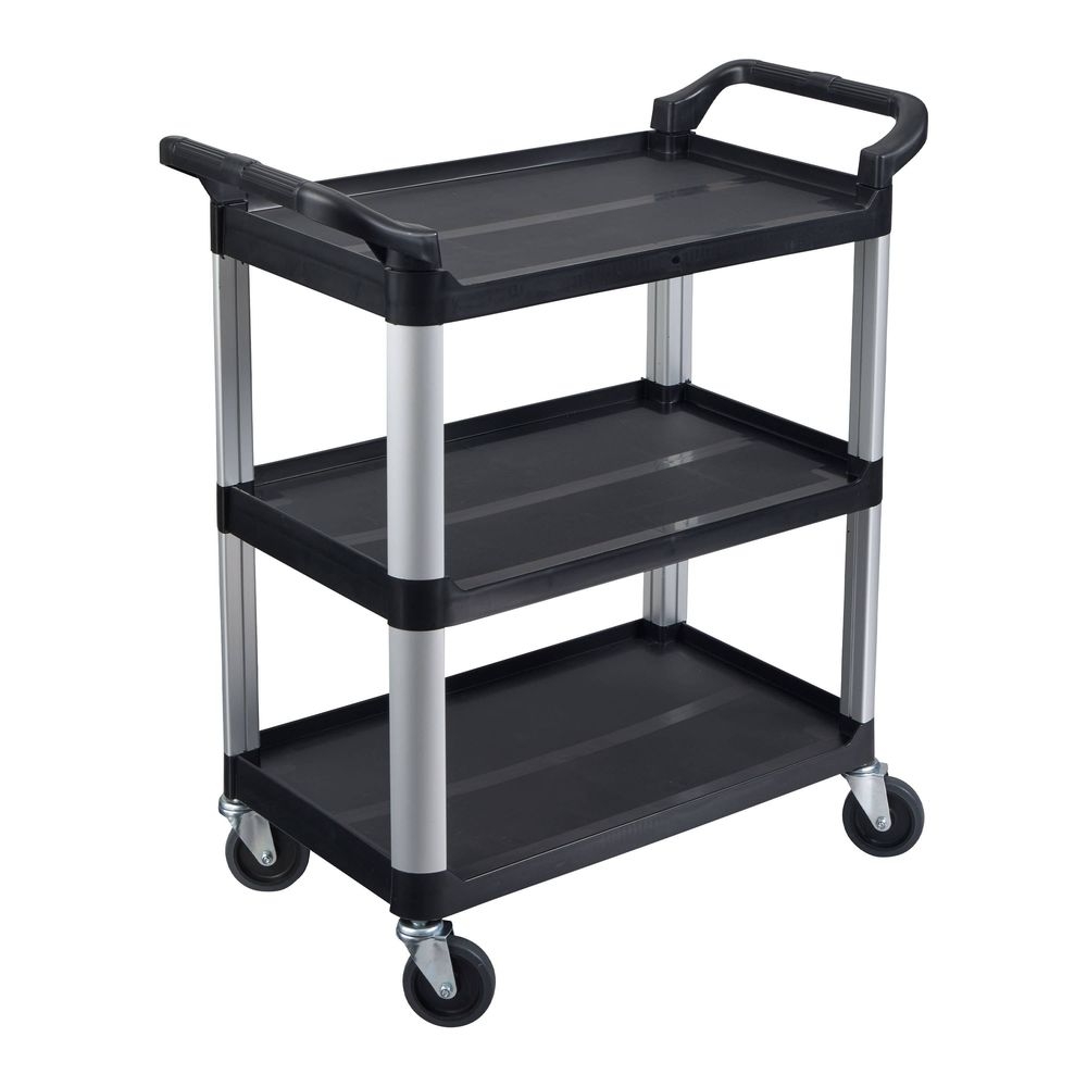 Luxor Black Three Shelves Serving Cart, 33.5 x 16.75 x 36.75 inch Height