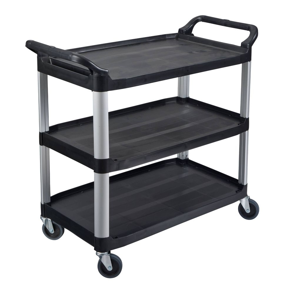 Luxor Black Large Three Shelves Serving Cart, 40.5x 19.75 x 37.25 inch Height