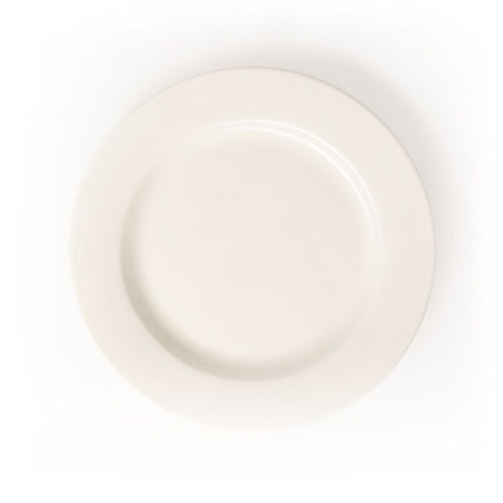 White Porcelain Dinner Plate with Wide Rim