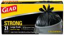Glad Strong Quick Tie Black Large Trash Bags, 21 count per pack -- 9 per case.