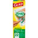 Glad Food Storage Sandwich Zipper Bag, 22 count per pack -- 12 per case.